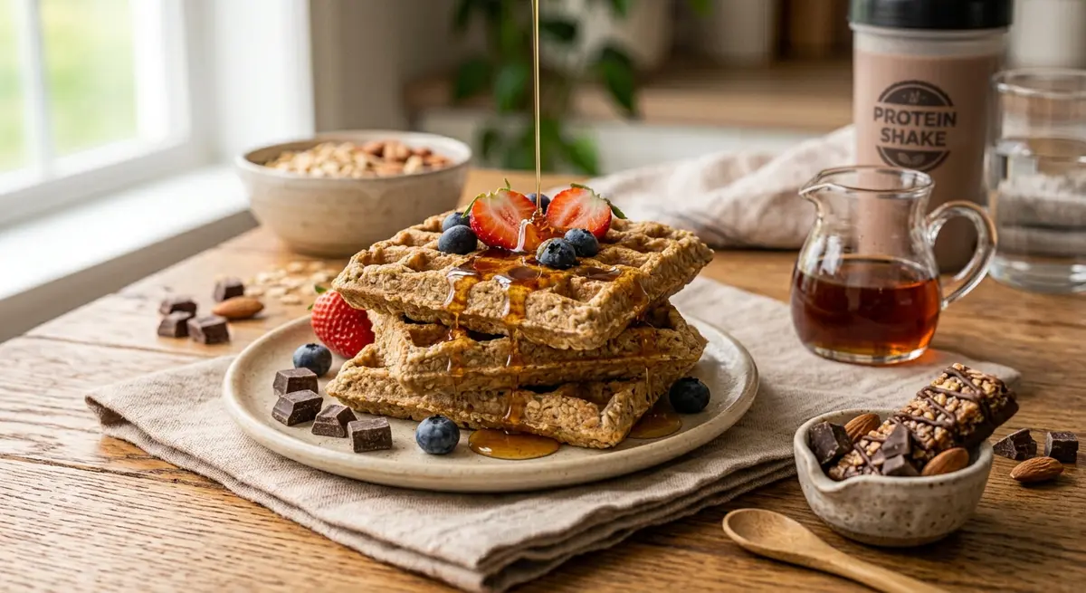 Protein Waffles with Syrup
